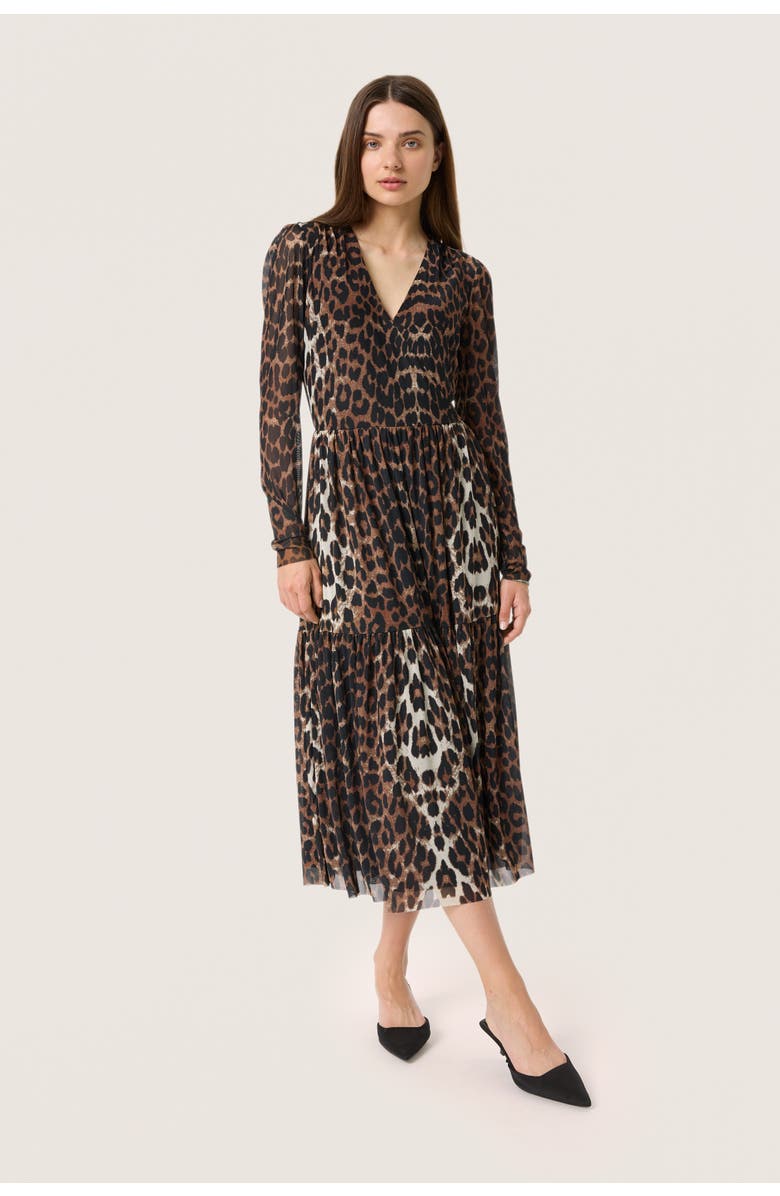 Soaked in Luxury SLValdora Long Sleeves Wrap Dress, Main, color, Leopard Pattern