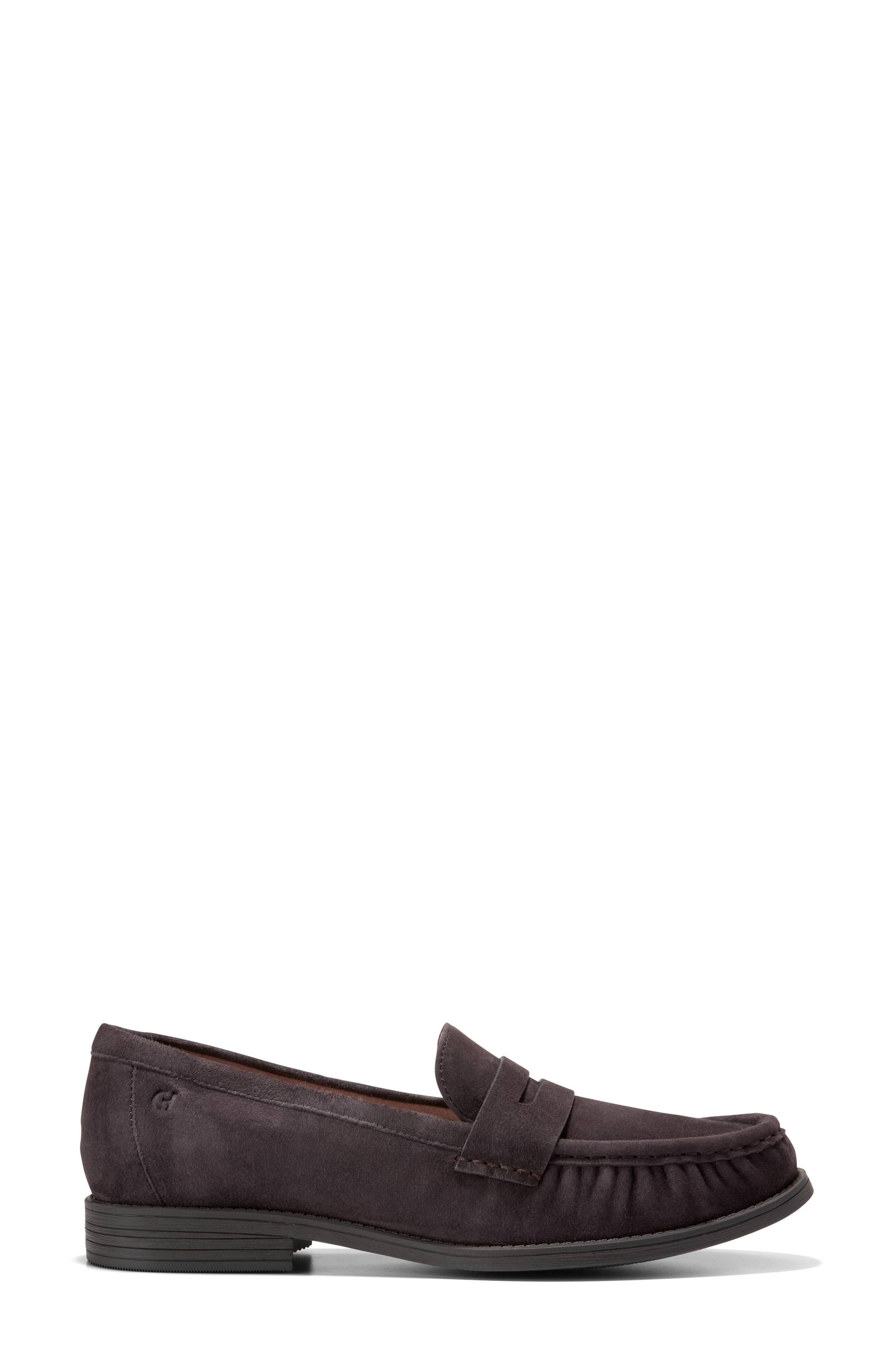 Stassi Penny Loafer, Alternate, color, DARK CHOCOLATE SUEDE