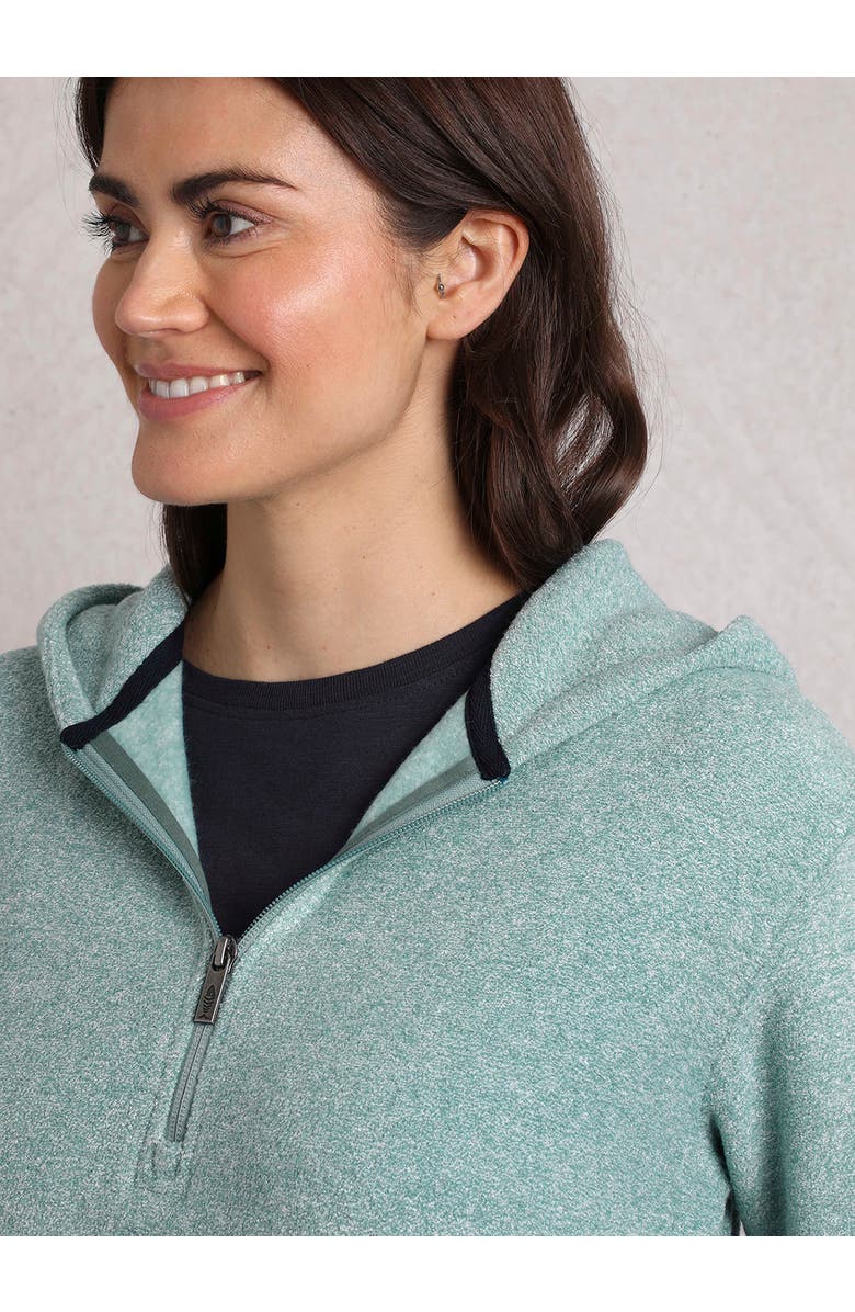 Weird Fish Alisa 1/4 Zip Snow Marl Fleece Hoodie, Alternate, color, Mineral Blue