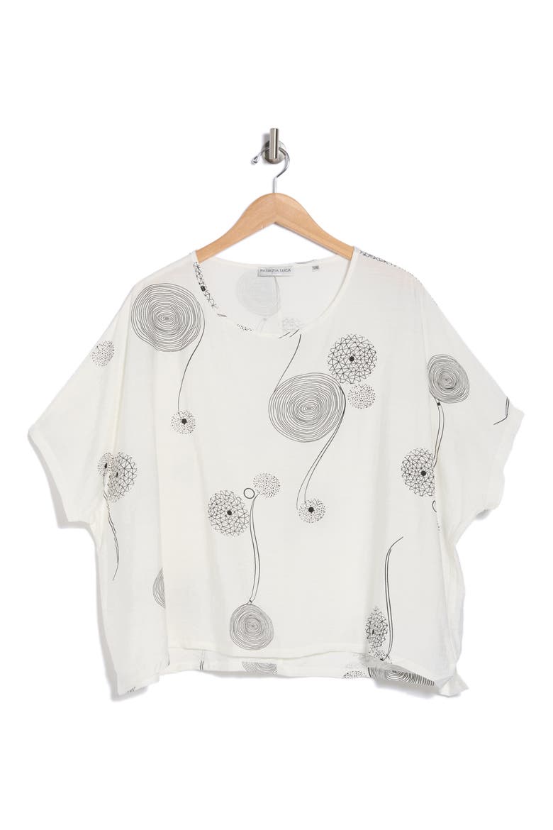 Printed Loose Top, Alternate, color, WHITE
