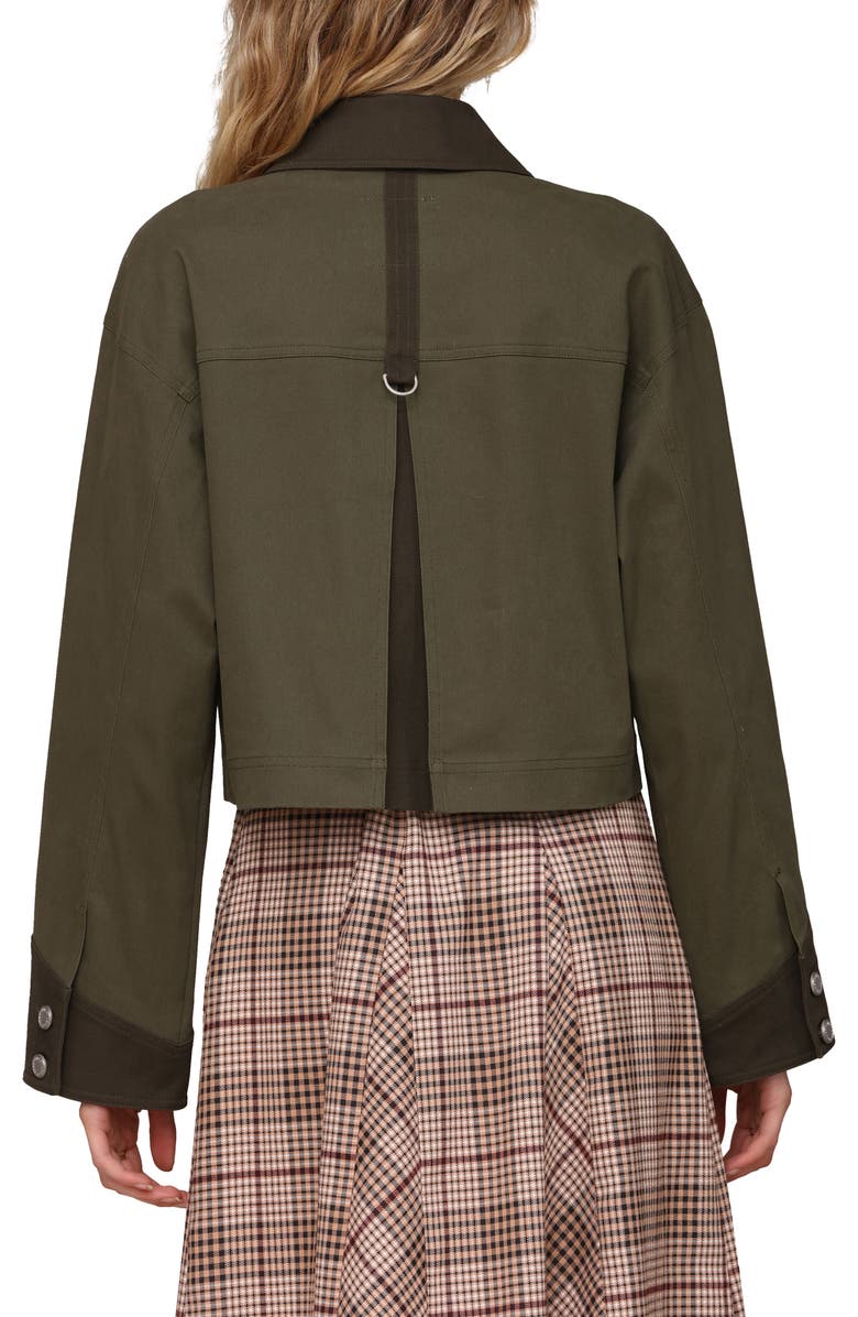 Avec Les Filles Crop Trucker Jacket, Alternate, color, Olive