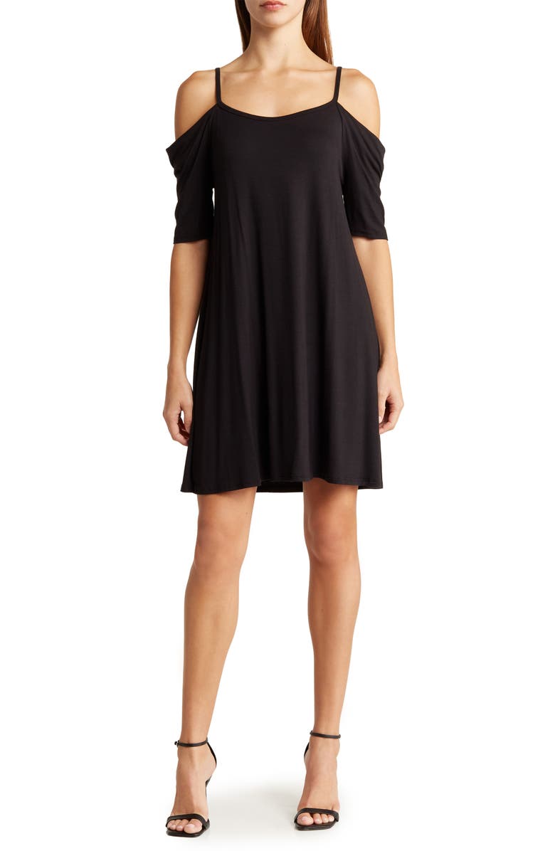 GO COUTURE Cold Shoulder Minidress, Main, color, Black