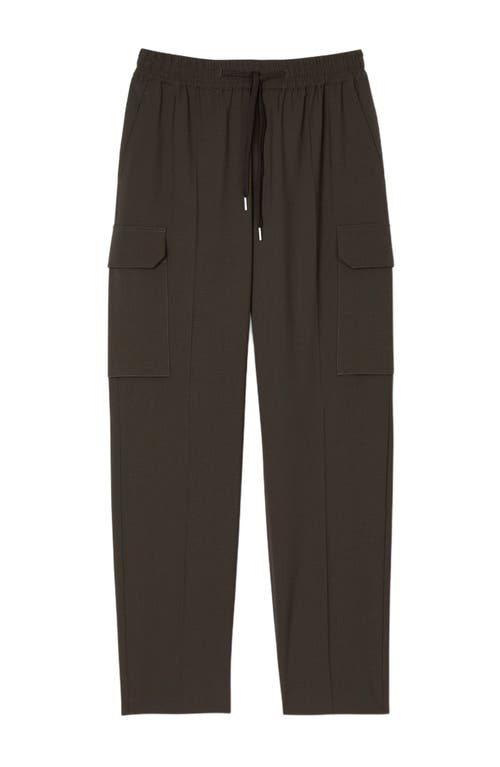 Sandro Elasticated Cargo Trousers In Dark Kaki.