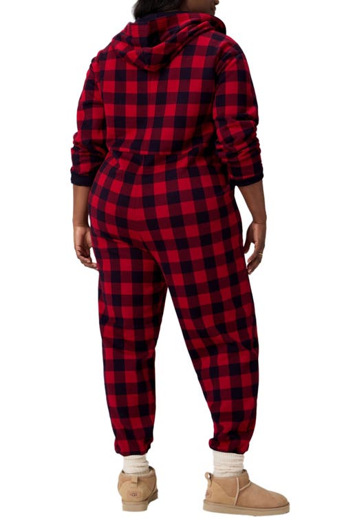 Fabletics Cozy Fleece Hooded Jumpsuit In Red