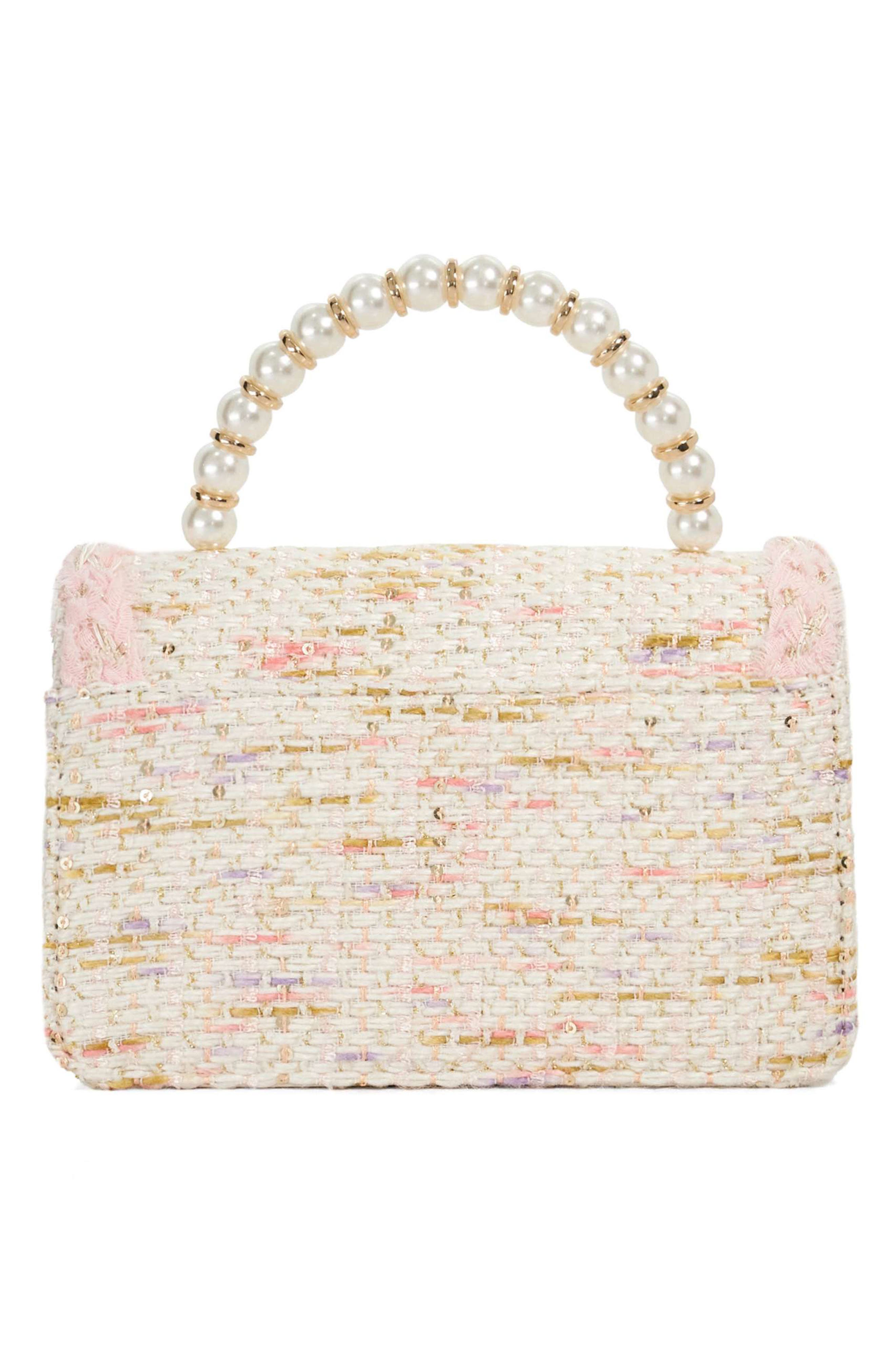 Dune London Blooms Woven Rattan Shoulder Bag, Alternate, color, Blush