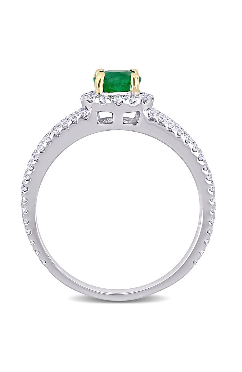 Julianna B. Emerald & Diamond Halo Ring 14k, Alternate, color, Emerald