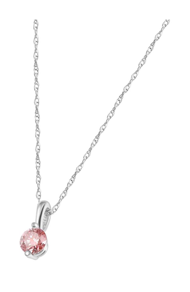 Bliss Diamond 1/4Ct Pink Diamond Solitaire Pendant 14k Gold 18" Necklace Lab Grown, Alternate, color, 