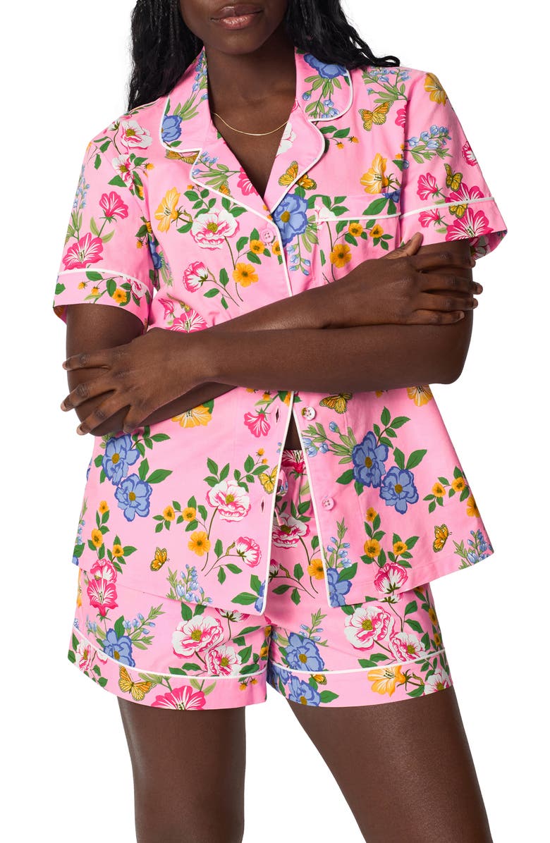 BedHead Pajamas Print Organic Cotton Poplin Short Pajamas, Alternate, color, Butterfly Garden