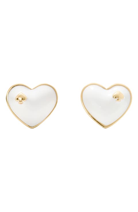 heart spade stud earrings