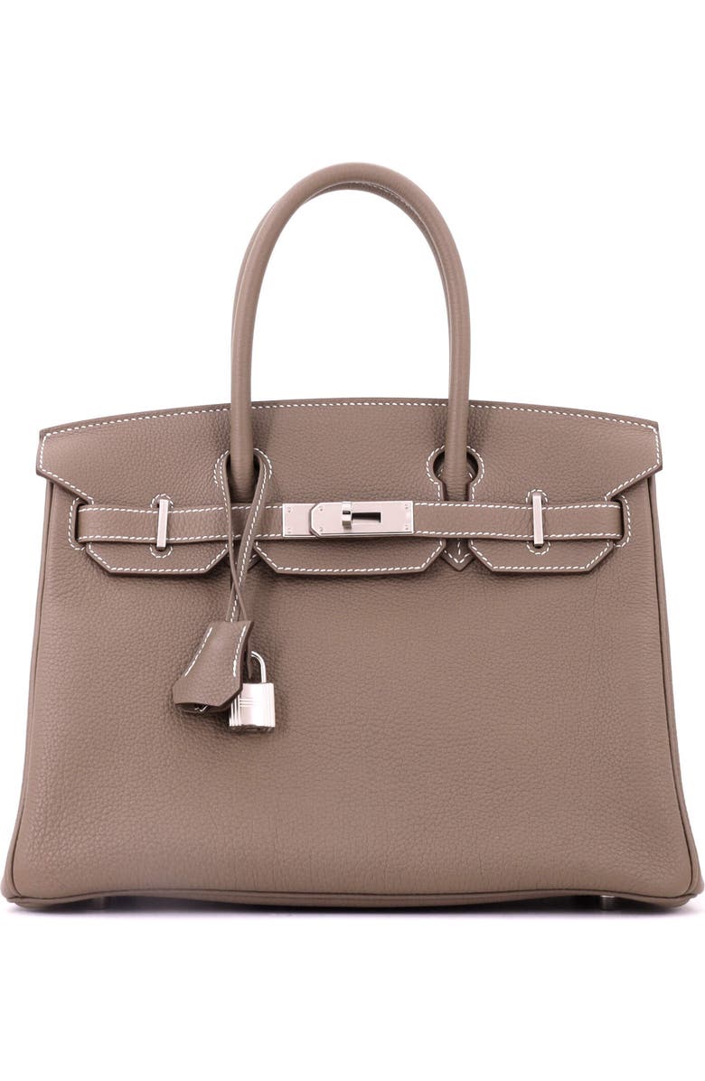 Pre-Owned Hermes Birkin Handbag Grey Togo with Palladium Hardware 30, Main, color, Etoupe