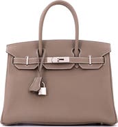 Pre-Owned Hermes Birkin Handbag Grey Togo with Palladium Hardware 30
