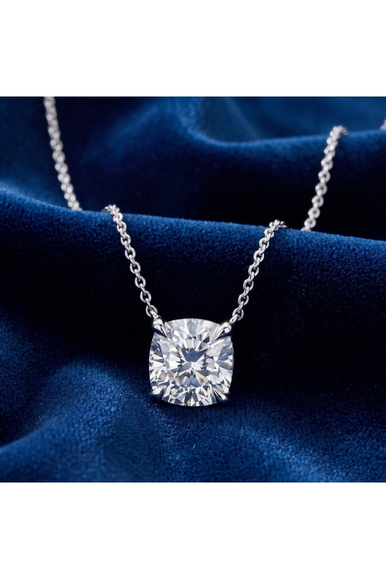 Certified 3Ct Cushion Solitaire Diamond Pendant 14k Gold 18" Necklace Lab Grown, Alternate, color, Yellow Gold