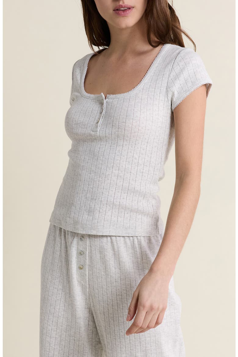 Katell Pointelle Cotton Pajama Top, Alternate, color, GREY