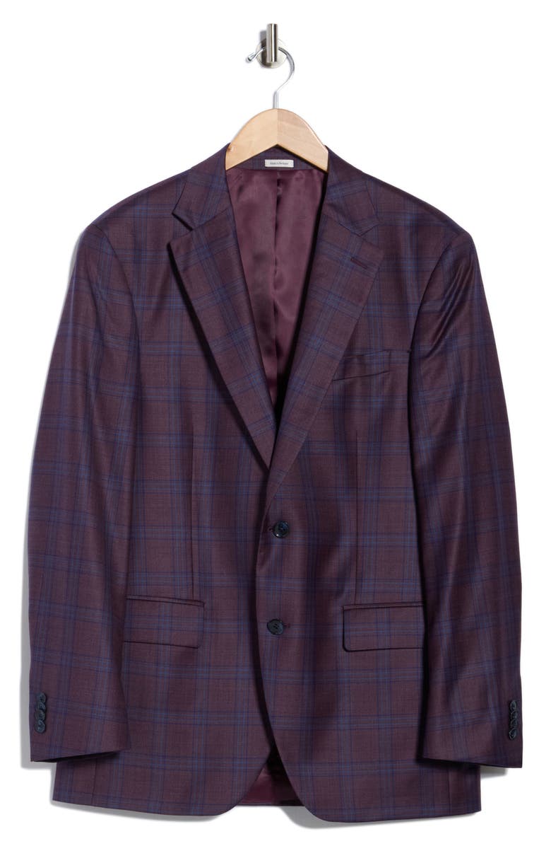 Peter Millar Wine Plaid Sport Coat, Alternate, color, Dark Red