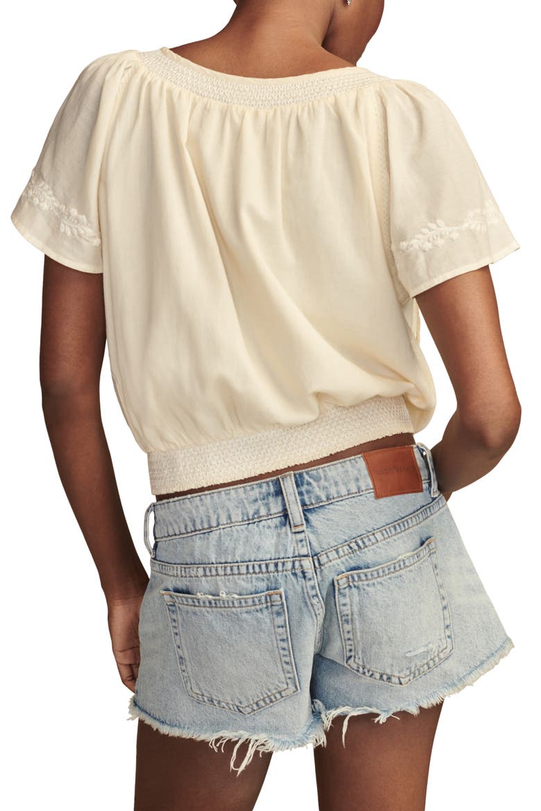 Embroidered Tie Neck Crop Top, Alternate, color, LUMINARY G