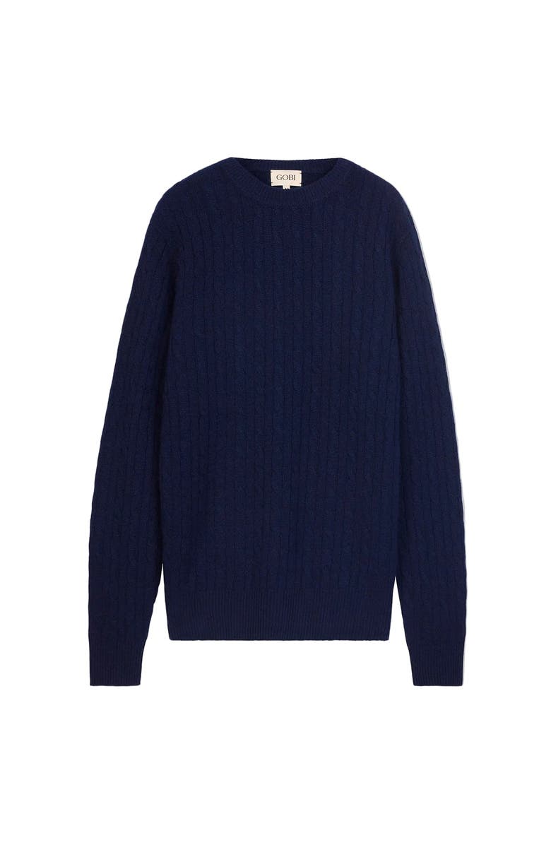 Gobi Cashmere Cashmere Cable-Knit Sweater, Main, color, Navy