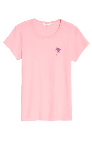 Rag & Bone Two-tone Palm Graphic Tee In Pink