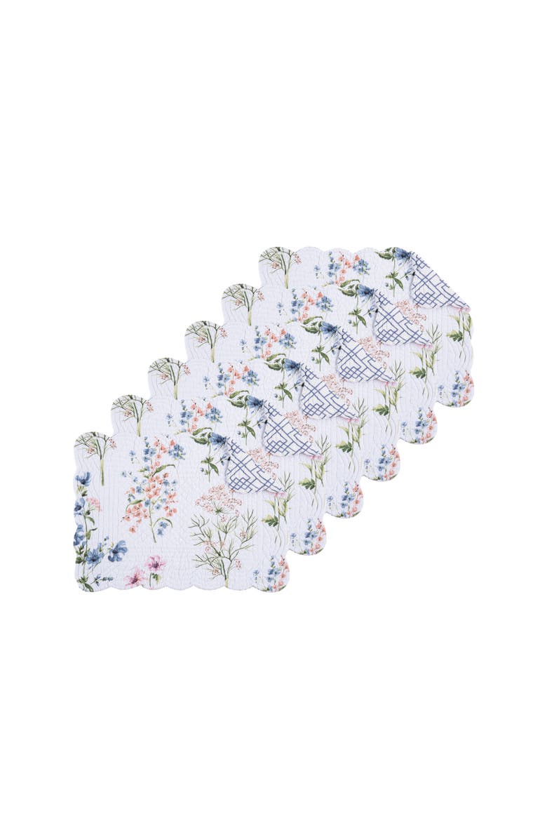 C&F Home Cynthia Cotton Quilted Reversible Placemats Set of 6, 13" x 19", Main, color, Purple