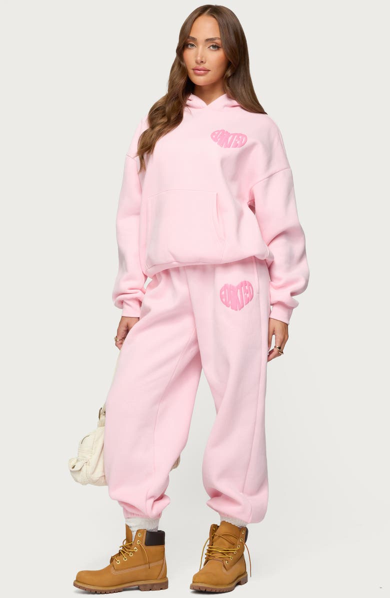 EDIKTED Major Love Logo Hoodie, Alternate, color, Light-Pink