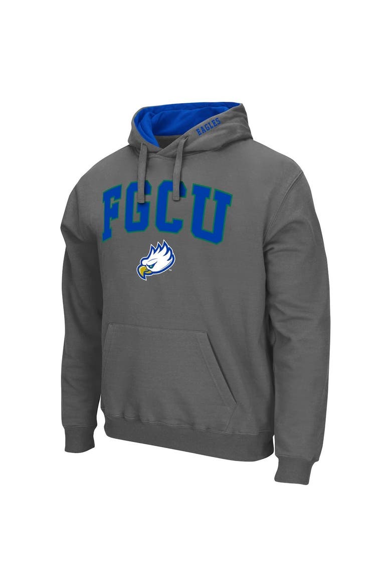 Men's Colosseum Charcoal Florida Gulf Coast Eagles Arch & Logo 3.0 Pullover Hoodie, Alternate, color, Charcoal