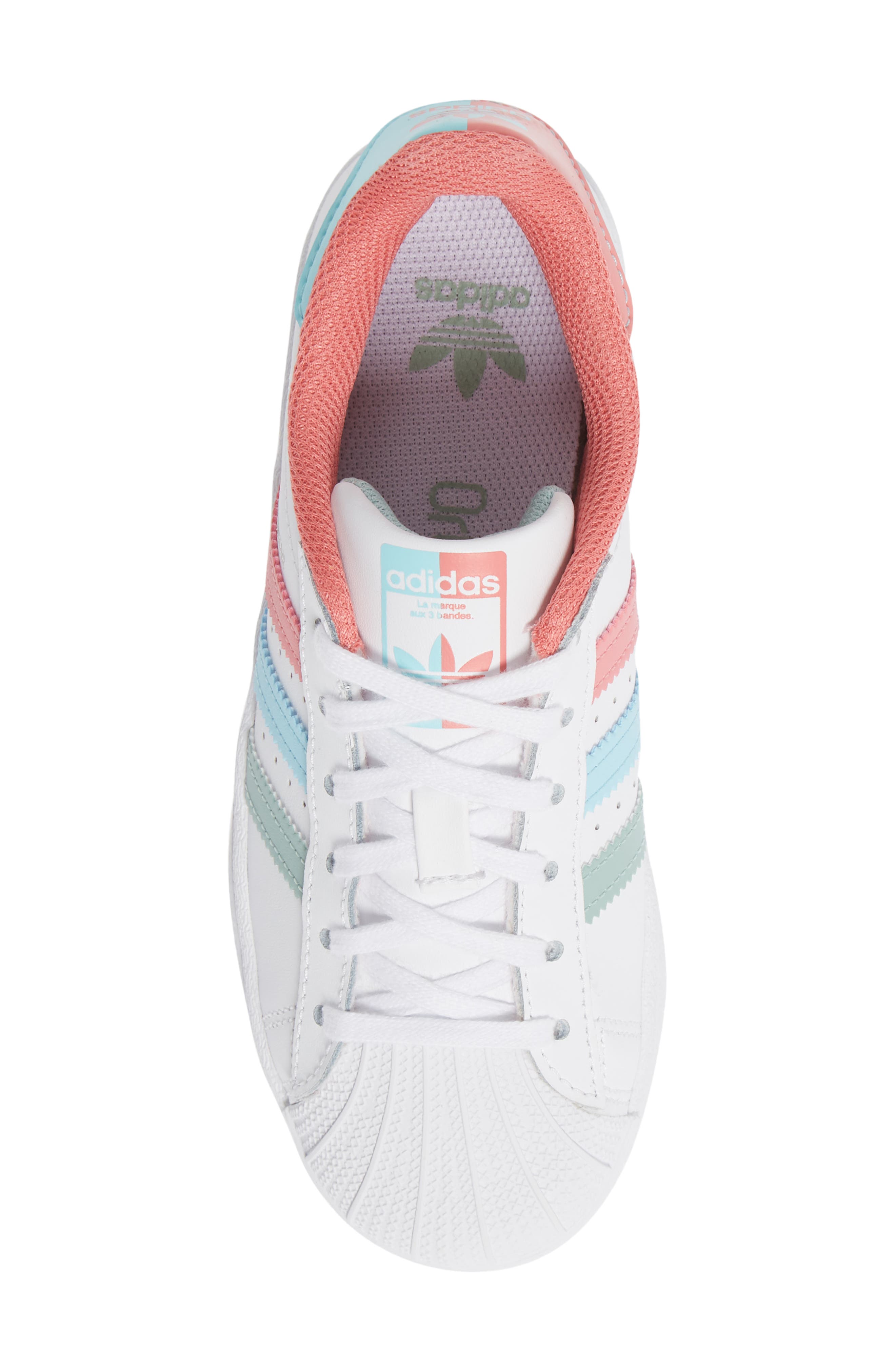 Superstar Sneaker, Alternate, color, WHITE/ HAZY ROSE/ HAZY SKY