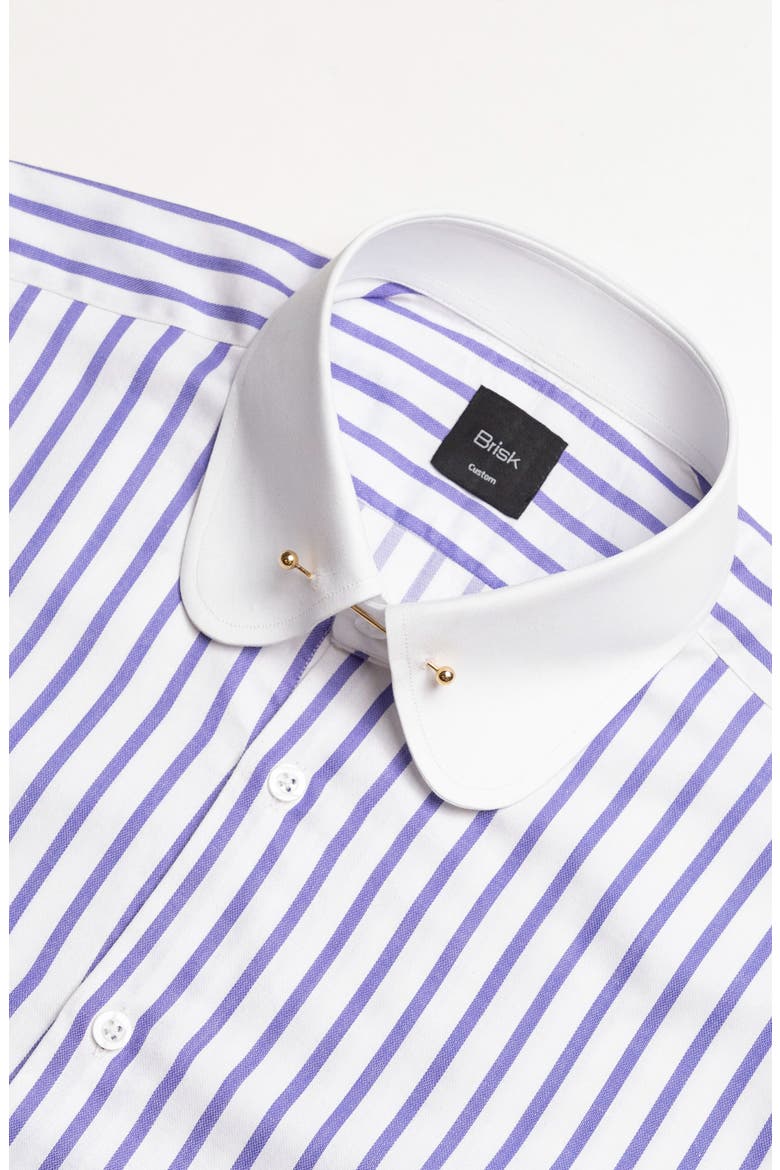 Wide Stripes Pima Cotton Dress Shirt, Alternate, color, Purple Stripe Club Pin