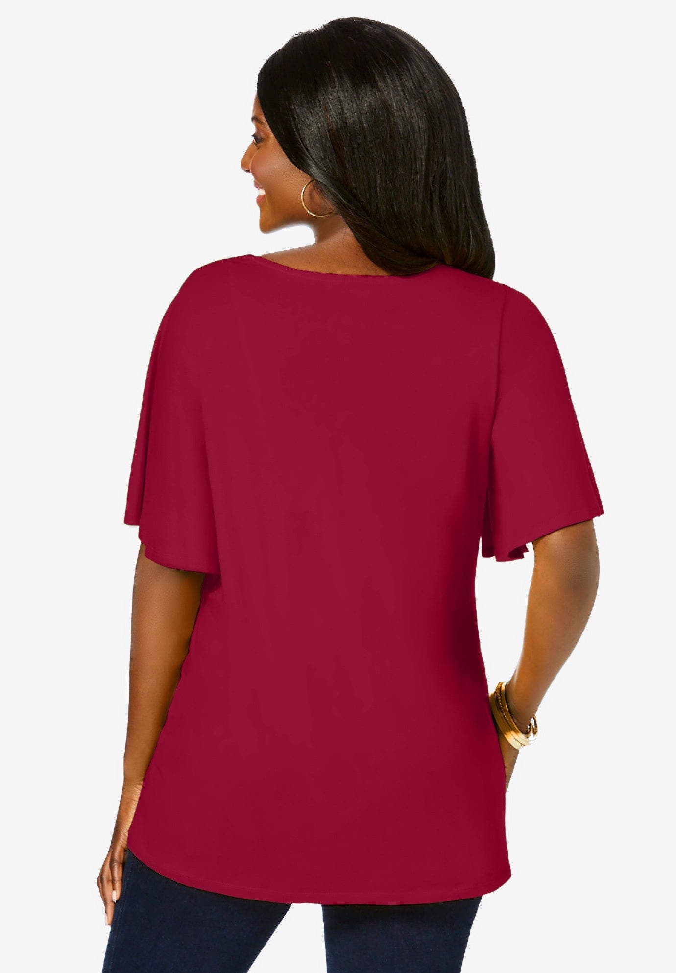 Stretch Knit Flutter Sleeve Tunic - image 4
