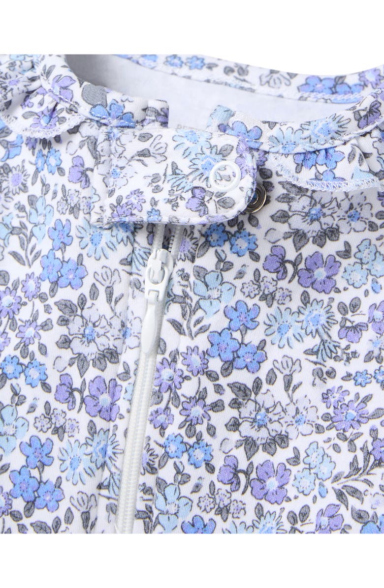 Petite Plume Floral Pima Cotton Zip Footie, Alternate, color, 