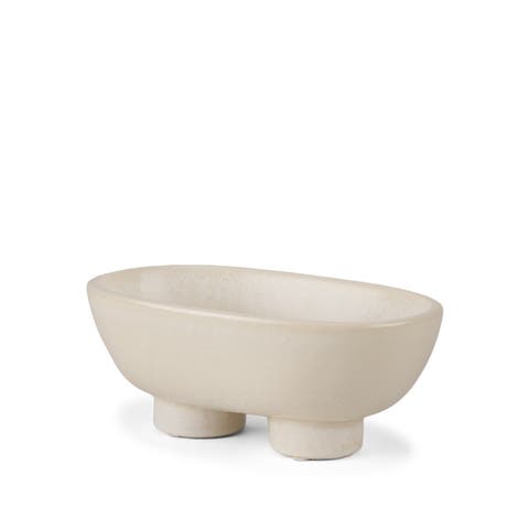 Tyren Glazed Decorative Oblong Ceramic Bowl