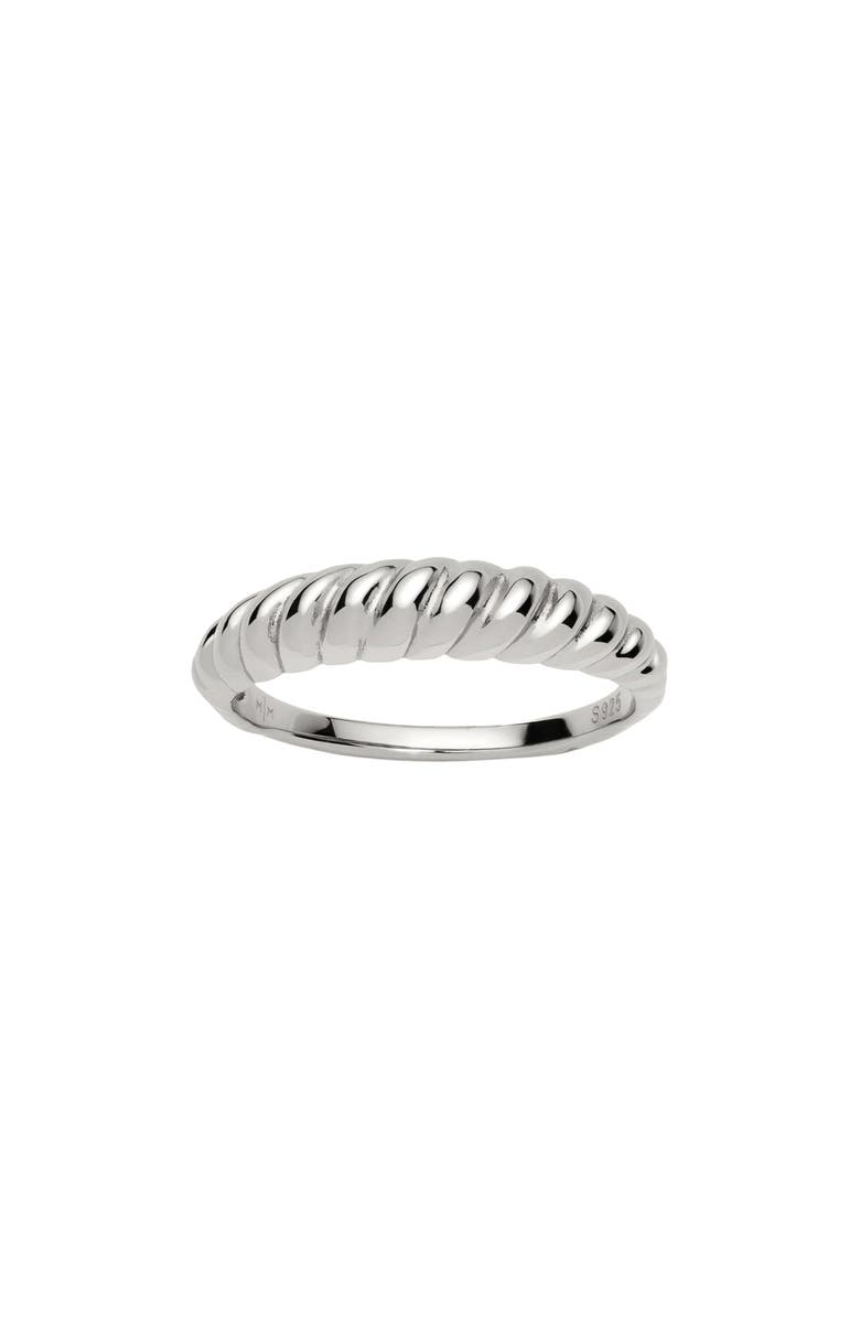 MADE BY MARY Gloss Croissant Ring, Main, color, Silver
