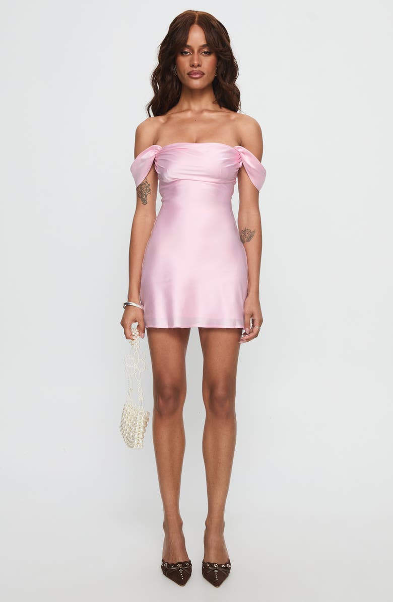 Princess Polly Zabbara Off the Shoulder Satin Cocktail Minidress, Alternate, color, 