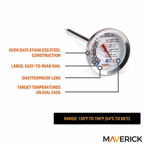 Maverick Gourmet Roasting Thermometer In Silver