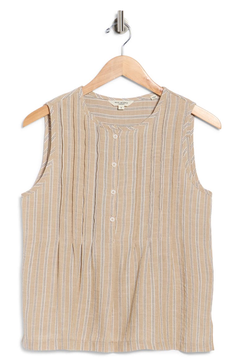 Stripe Pintucked Sleeveless Top, Alternate, color, NEUTRAL STRIPE