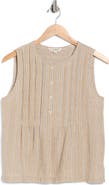 MAX STUDIO Stripe Pintucked Sleeveless Top