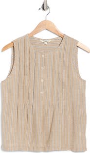 MAX STUDIO Stripe Pintucked Sleeveless Top