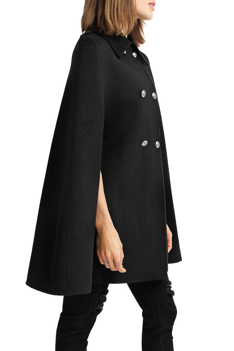 On My Mind Wool Blend Cape, Alternate, color, BLACK