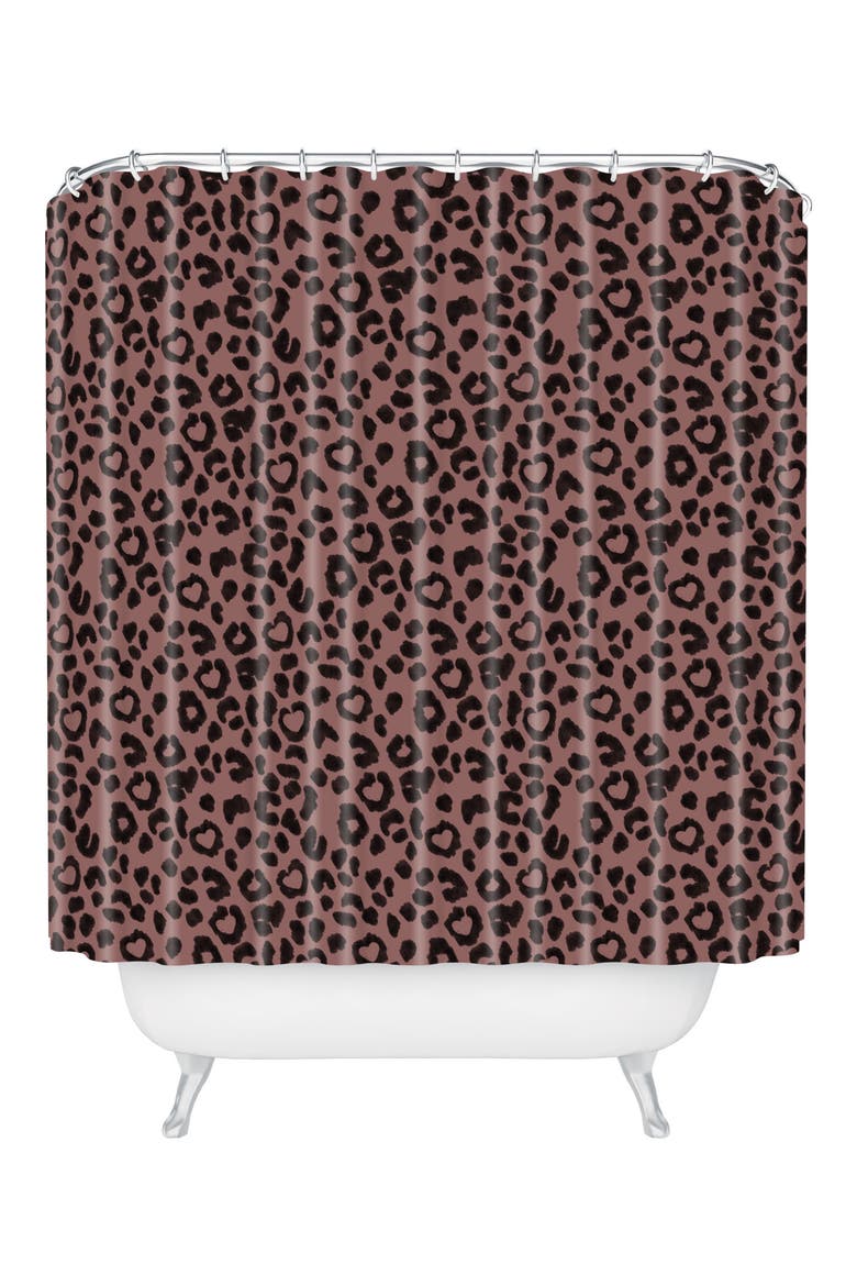 Ash Leo Love Shower Curtain, Main, color, BROWN/ BLACK