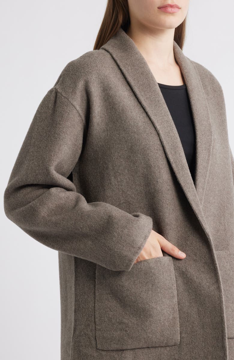 Eileen Fisher Shawl Collar Double Woven Wool Coat, Alternate, color,