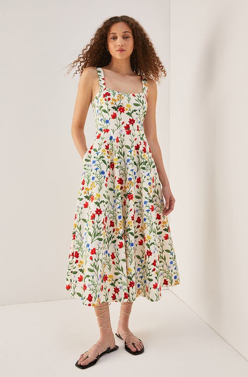 REBECCA TAYLOR REBECCA TAYLOR BOTANICA FLEUR SWEETHEART MIDI DRESS