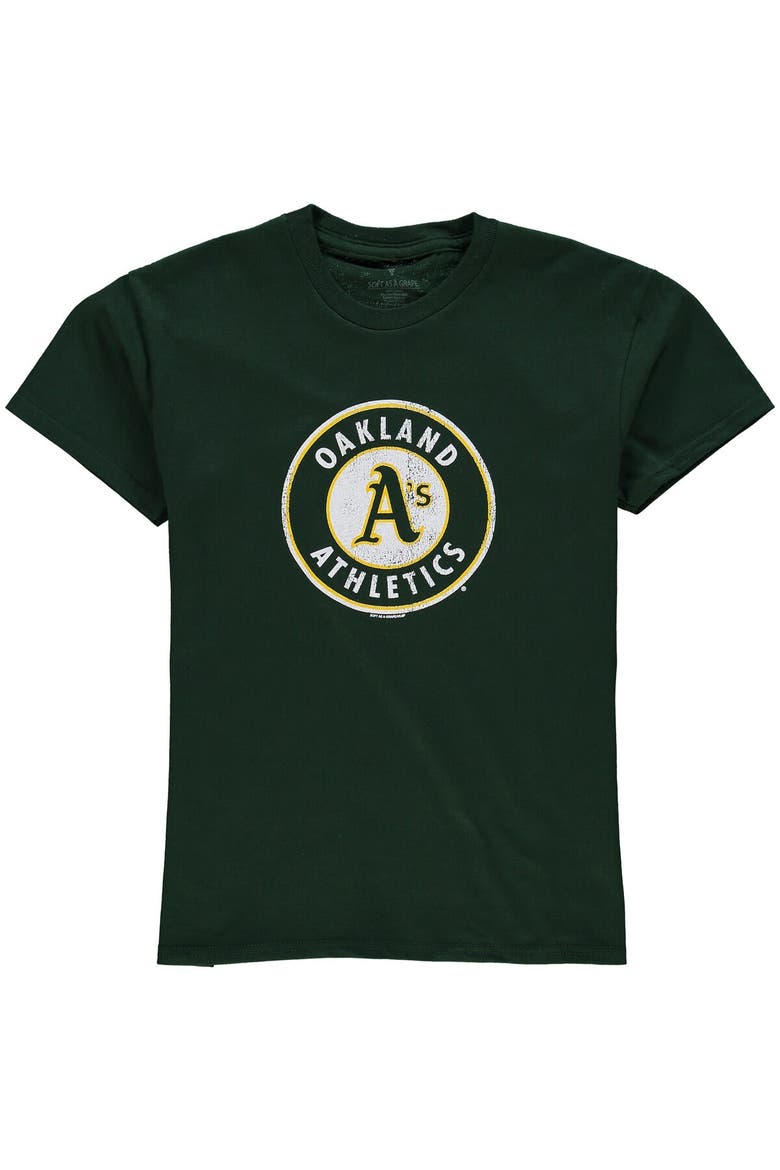 Oakland Athletics Youth Distressed Logo T-Shirt - Green, Main, color, Green