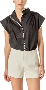 English Factory Rickrack Trim Button-Up Top