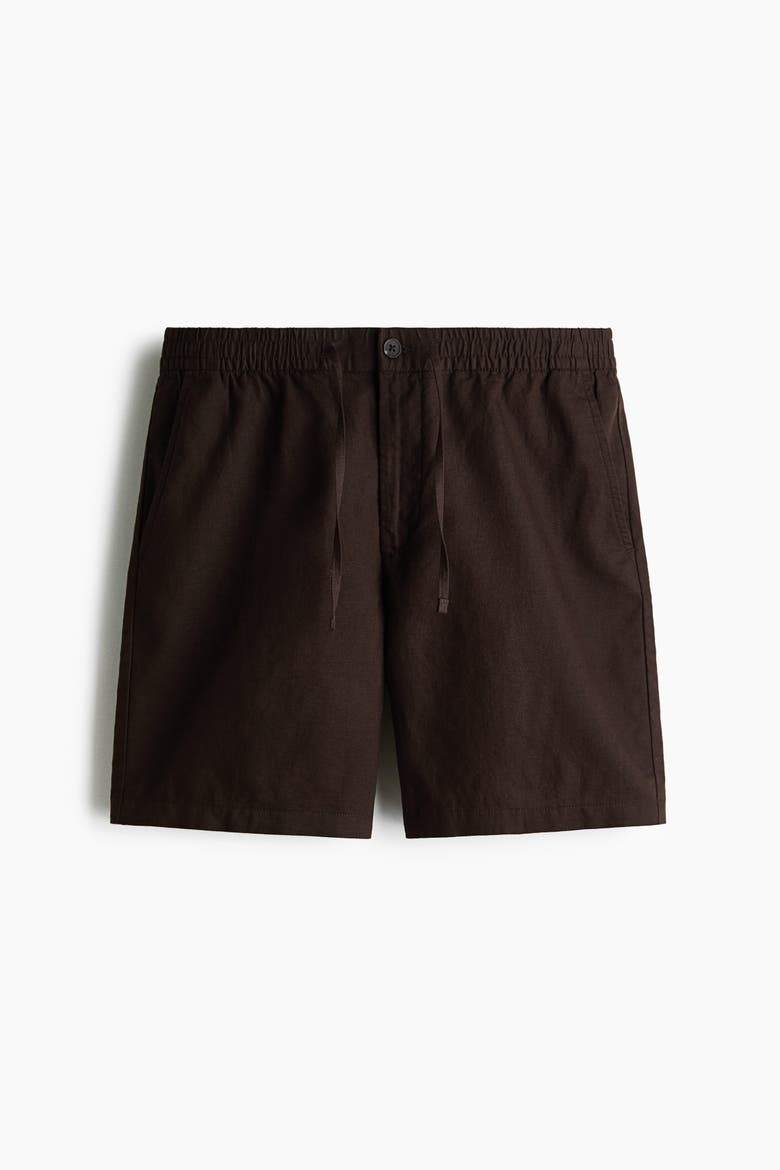Regular Fit Linen-blend Shorts, Alternate, color, Dark brown