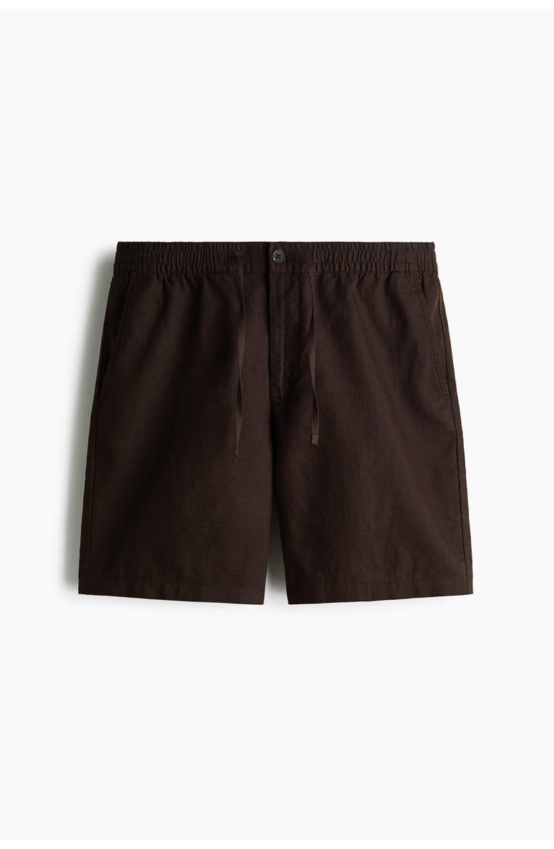 H&M Regular-fit linen-blend shorts, Alternate, color, Dark Brown