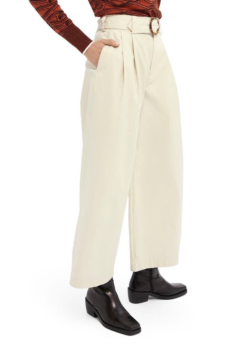 Belted Wide Leg Pants, Alternate, color, ECRU