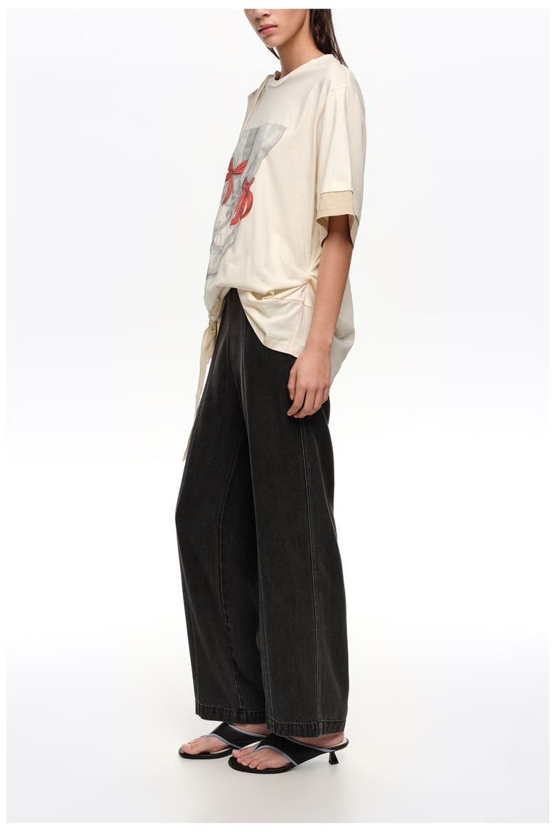 Straight Washed Trousers With Topstitching, Alternate, color, WASHED BLACK
