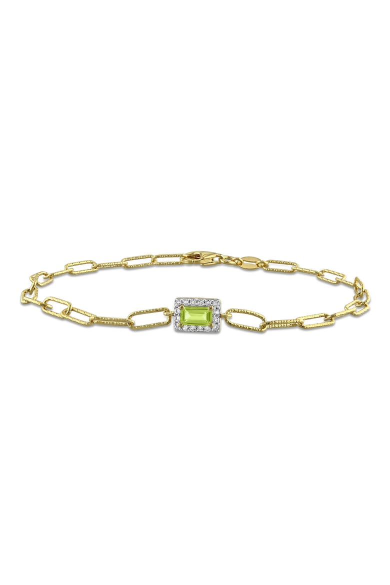 Peridot and White Topaz Link Bracelet, Main, color, GREEN