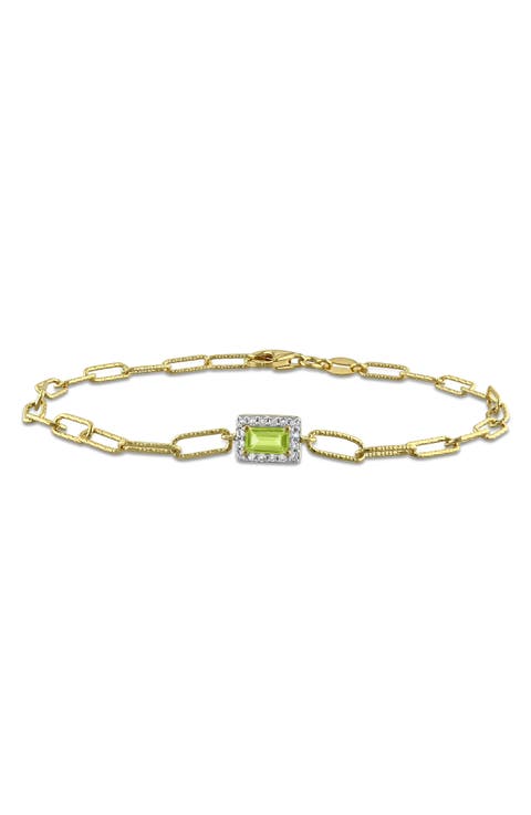 Peridot and White Topaz Link Bracelet