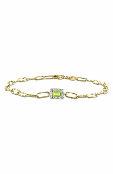 Peridot and White Topaz Link Bracelet