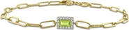 DELMAR Peridot and White Topaz Link Bracelet