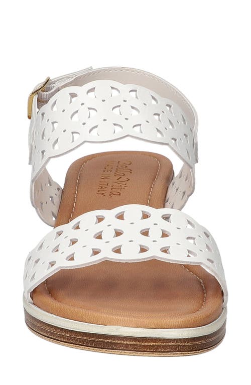 Bella Vita Zoe Italy Perforated Sandal In White Italian Leather